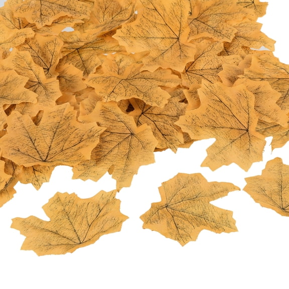 Uxcell Artificial Leaves, Fall Maple Autumn Fake Leaf Decoration, Yellow 400 Pcs
