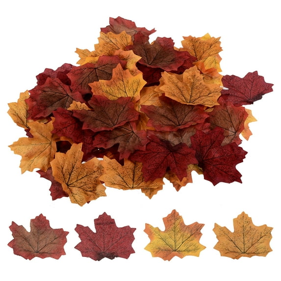 Uxcell Artificial Leaves Mixed Fall Maple Autumn Fake Leaf Decoration, 4 Assorted Color 200 Pack