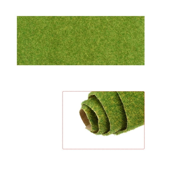 Uxcell Artificial Model Grass Mat 10" x 19.7" Realistic Fake Turf for Garden, Decoration, Yellow Green