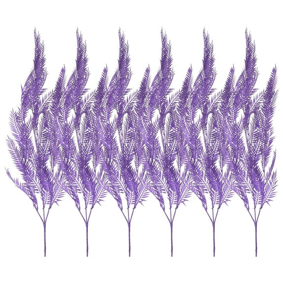 Uxcell Artificial Palm Leaves Plants Fake Fronds Faux Greenery for Home Party Wedding Decor, Purple 6 Stems