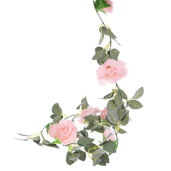 Uxcell Artificial Rose Flowers Garland Vine Silk Wildflower Garland 81.5'' Length 6 Pcs Light Pink