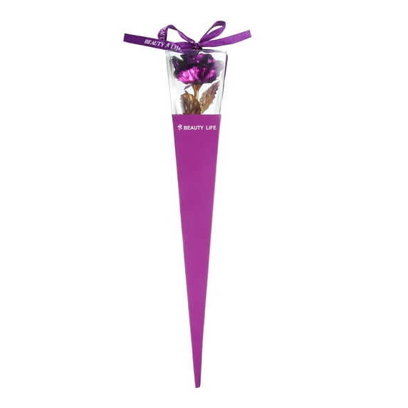Uxcell Artificial Roses Flower, 1 Set Faux Flower Gifts with Gift Box for Valentine's Day, Anniversary, Purple