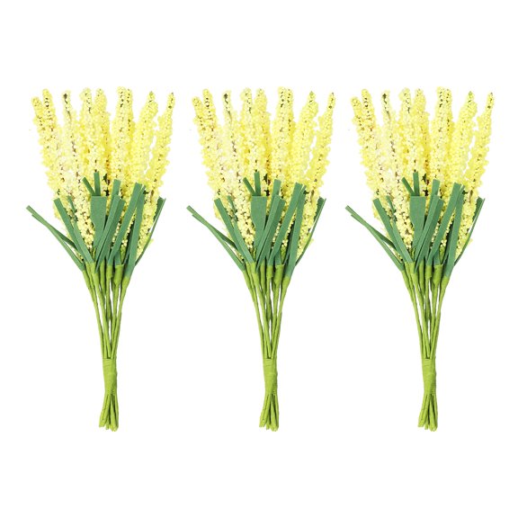 Uxcell Artificial Stamen, Mini Fake Wheat Ear Flower Bouquet for Craft DIY Wreath Wedding Flower, Yellow 50Pcs