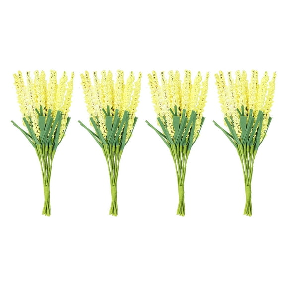 Uxcell Artificial Stamen, Mini Fake Wheat Ears Flower Bouquet for Craft DIY Wreath Wedding Flower, Yellow 50Pcs