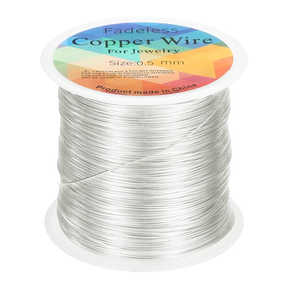 Uxcell Artistic Wire 203ft 24 Gauge Copper Craft Wrapping Wire, Bright Silver