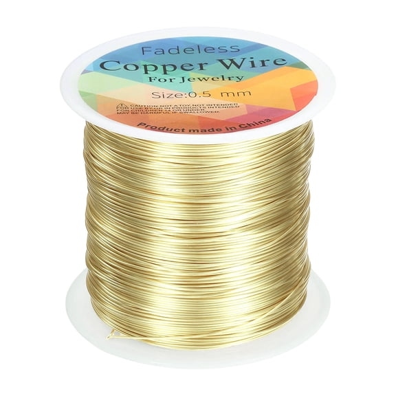 Uxcell Artistic Wire 203ft 24 Gauge Copper Craft Wrapping Wire, Light Gold