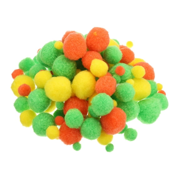 Uxcell Assorted Size Pom Poms for Crafts, 130Pcs Pom Pom Balls, Yellow, Green, White
