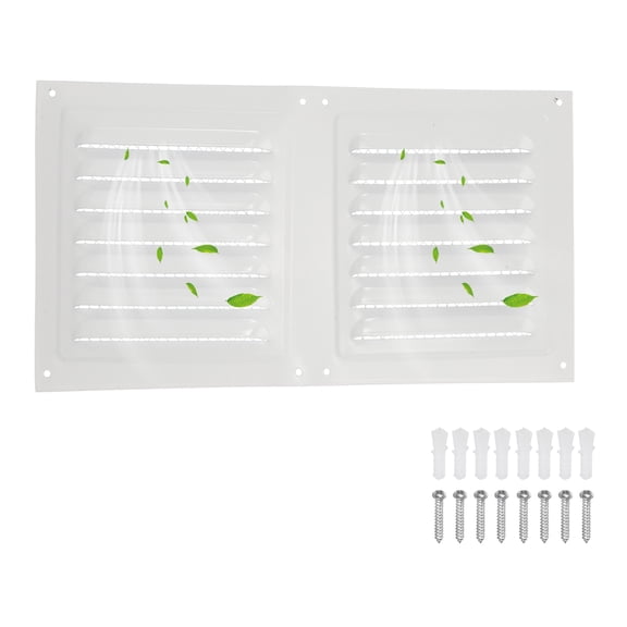 Uxcell Attic Vent 6" x 12" Stainless Steel Square Louver Gable Vent Grille with Built-in Screen for Exterior Doors Wall House Attic Garage Ceiling, White