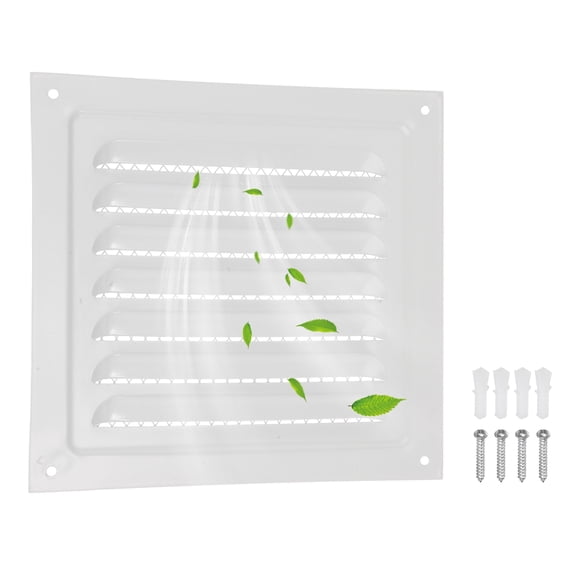Uxcell Attic Vent 6" x 6" Stainless Steel Square Louver Gable Vent Grille with Built-in Screen for Exterior Doors Wall House Attic Garage Ceiling, White