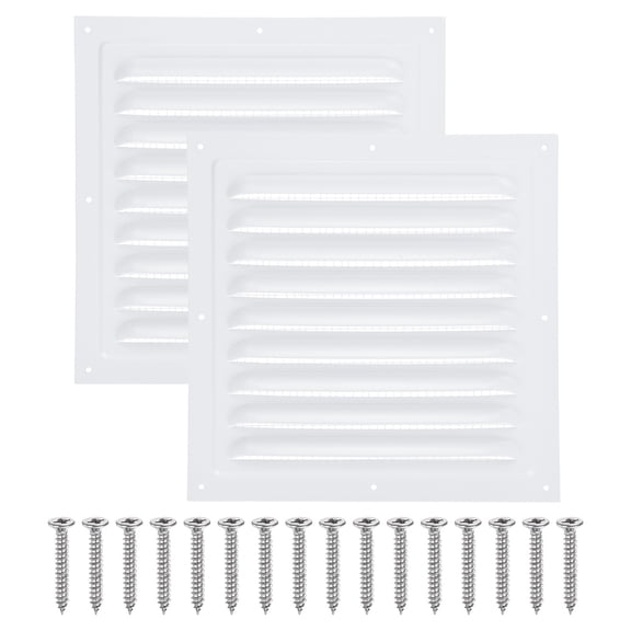 Uxcell Attic Vent Cover, 8 x 8 Inch, Aluminum Alloy Gable Vent Grille, Louvered and Screen Mesh