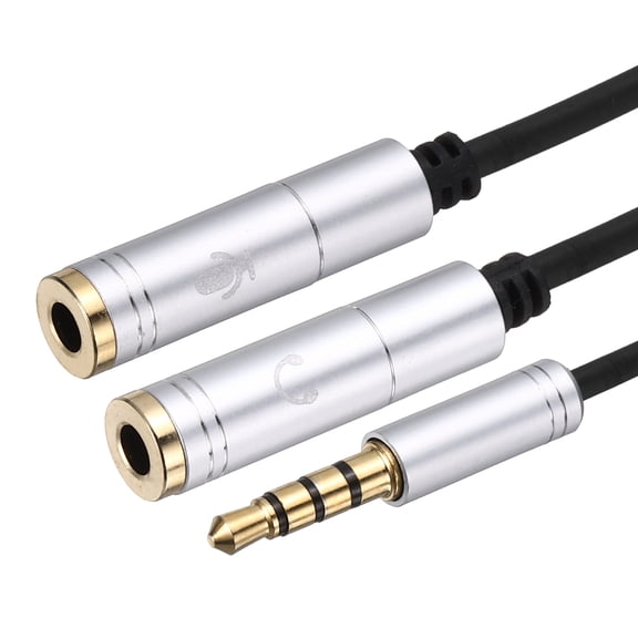 Uxcell Audio Cable Splitter, 3.5mm Male to Dual 3.5mm Female Y Splitter Microphone and Audio Jack Adapter for PC Laptop Smartphone, 1ft, Gray