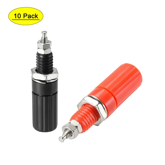 Uxcell Audio Terminal Connector Binding Post 4mm Banana Plug Black Red 10 pack