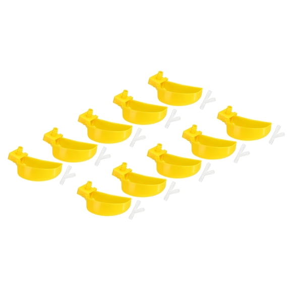 Uxcell Automatic Pigeon Waterer Bird Drinker Watering Bowl Left Hanging Water Dispenser Drinking, Yellow 10 Pack