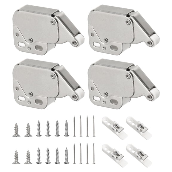 Uxcell Automatic Spring Latch, (4 Pcs), Push to Open Touch Release Lock Spring Loaded Mini Latch with Alloy Buckle Screws, Suit for Cabinet/Drawer/Cupboard/Wardrobe/Kitchen Door