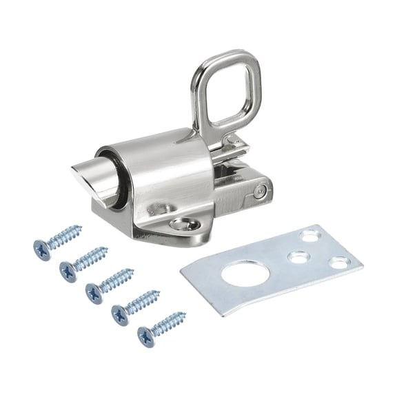 Uxcell Automatic Spring Loaded Latch Pin, 1 Pack - Zinc Alloy Round Tip of Pin Upward, for Balcony Window Gate (Silver)