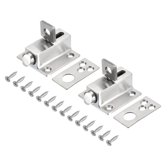 Uxcell Automatic Spring Loaded Latch Pin, 2Pcs 201 Stainless Steel Square Tip of Pin Downward, for Balcony Gate (Silver)
