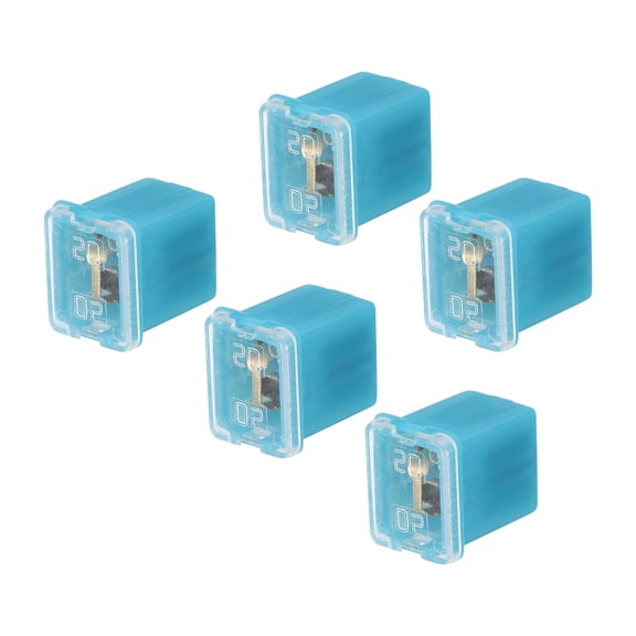 Uxcell Automotive Cartridge Fuse 48V 20A Female Terminal J Case Box Low Profile Car Truck Blue 5pcs