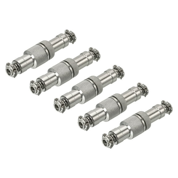 Uxcell Aviation Connector GX12 3 Pins 12mm Silver Male Female Wire Panel Docking Connector 5 Pack