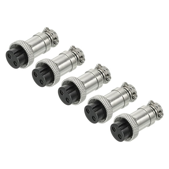 Uxcell Aviation Connector GX16 2 Pin 16mm Silver Female Wire Panel Docking Connector 5 Pack