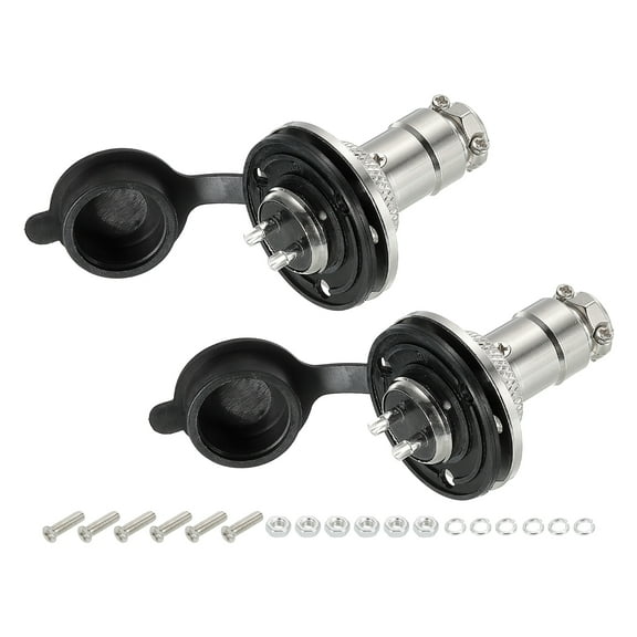 Uxcell Aviation Connector GX16 2Pin Silver Male Female Panel Metal Aviation Wire Connector with Aviation Plugs Cap 2Pack