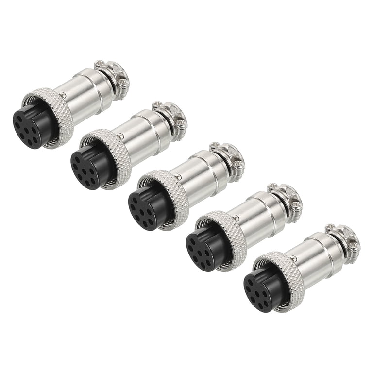 Uxcell Aviation Connector GX16 7 Pins 16mm Silver Female Wire