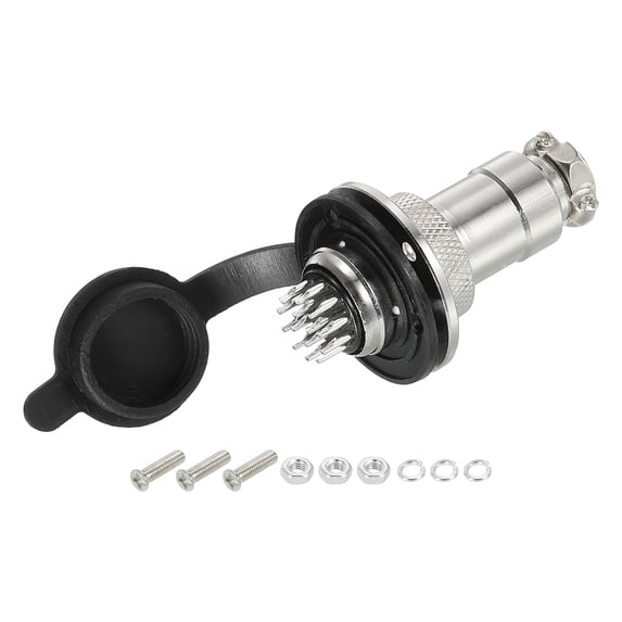 Uxcell Aviation Connector GX20 14Pin 20mm Silver Male Female Panel Metal Aviation Wire Connector with Aviation Plugs Cap