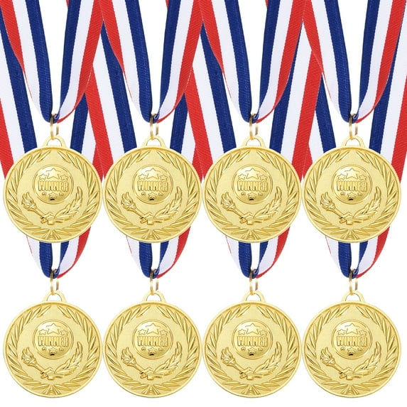 Uxcell Award Medals Metal Winner Medals with Neck Ribbon for Sport Competition Party Favor Gold