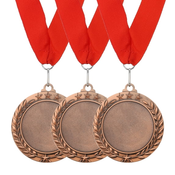 Uxcell Award Medals, Place Winner Medals with Yellow Neck Ribbon Prize Medal for Competitions Bronze
