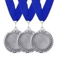 thumbnail image 1 of Uxcell Award Medals, Place Winner Medals with Yellow Neck Ribbon Prize Medal for Competitions Silver, 1 of 7