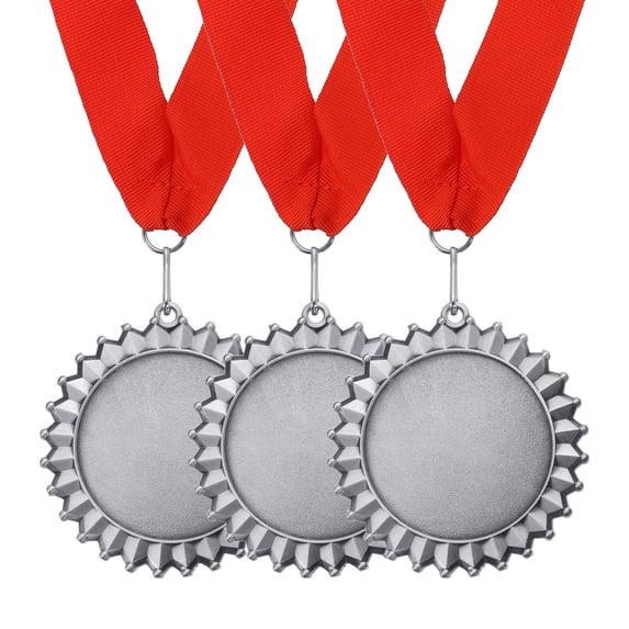 Uxcell Award Medals, Prize Winner Medals with Red Neck Ribbon Medals for Meetings Silver