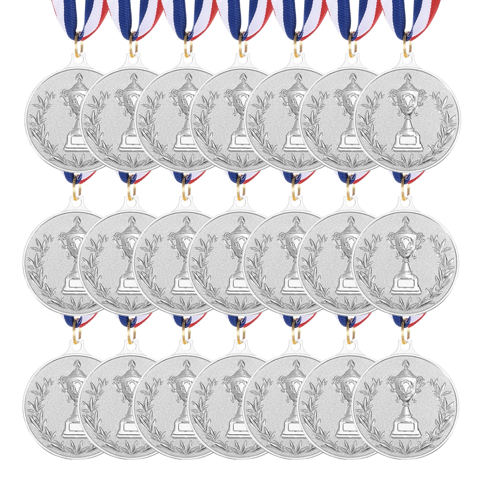 Uxcell Award Metal, Winner Award Medals Prize with Neck Ribbon Red White Blue Silver