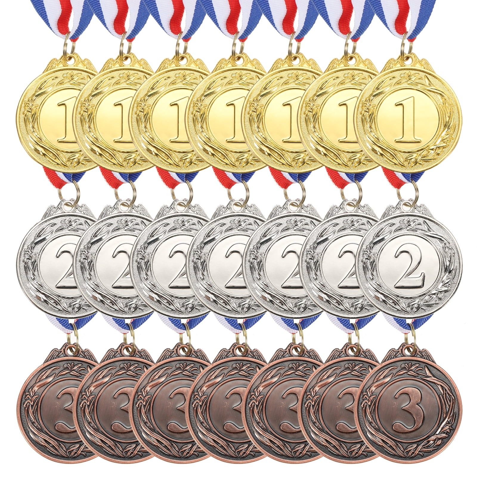 Uxcell Award Metal, Winner Award Medals Prize with Neck Ribbons Red White Blue Gold/Silver/Bronze