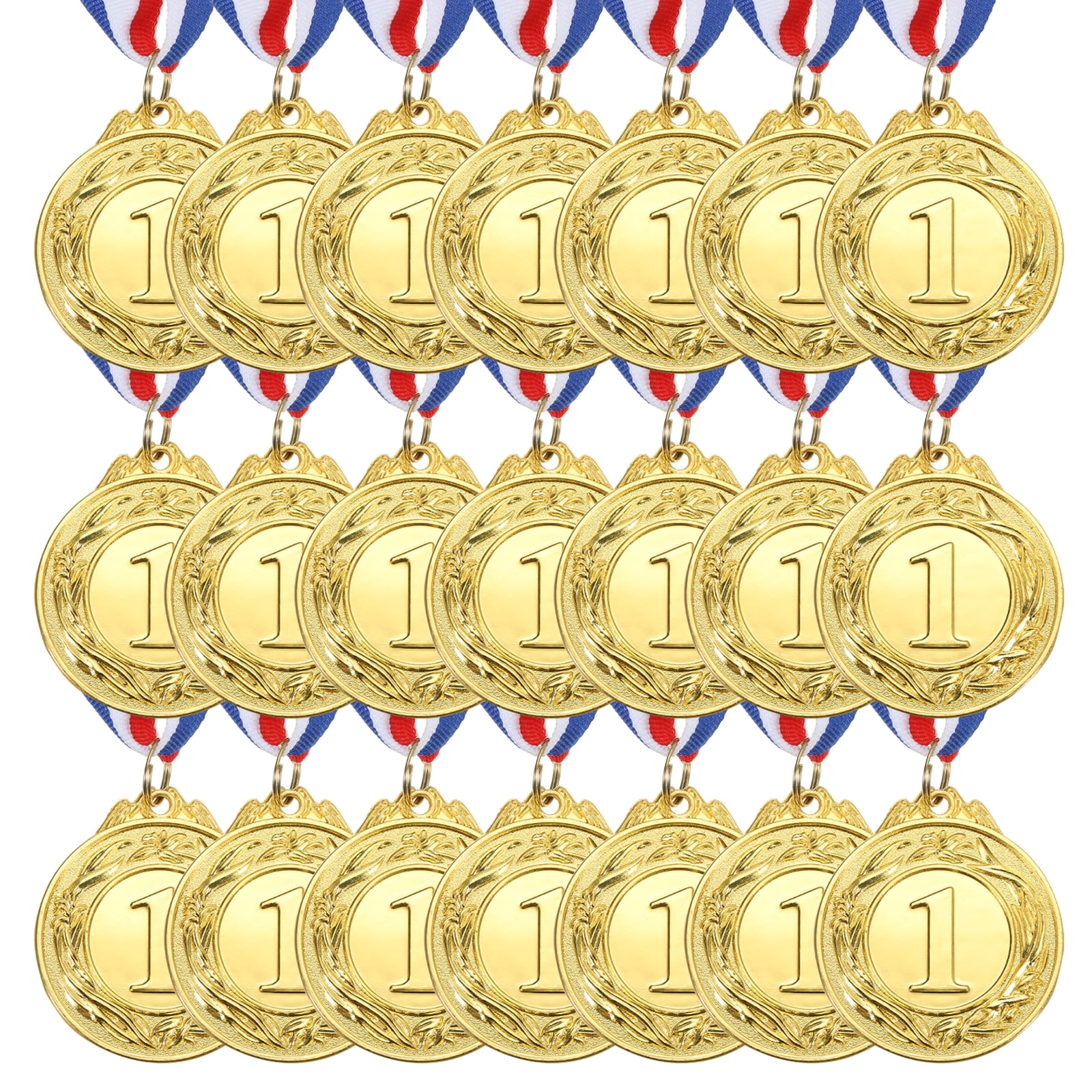 Uxcell Award Metal, Winner Award Medals Prize with Neck Ribbons Red White Blue Gold