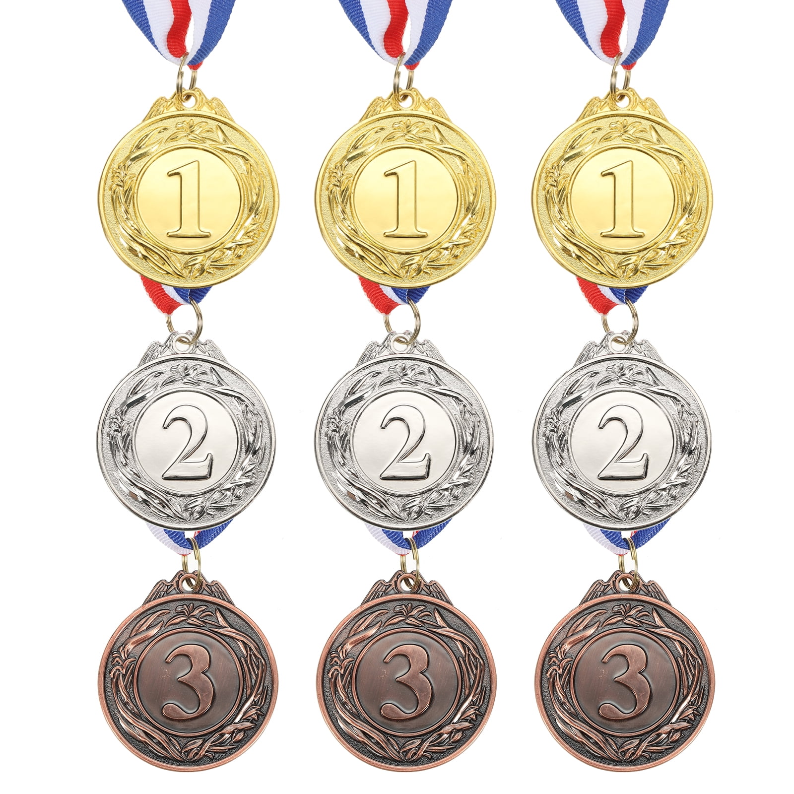 Uxcell Award Metals Winner Award Medals Prize with Neck Ribbon Red White Blue Gold/Silver/Bronze