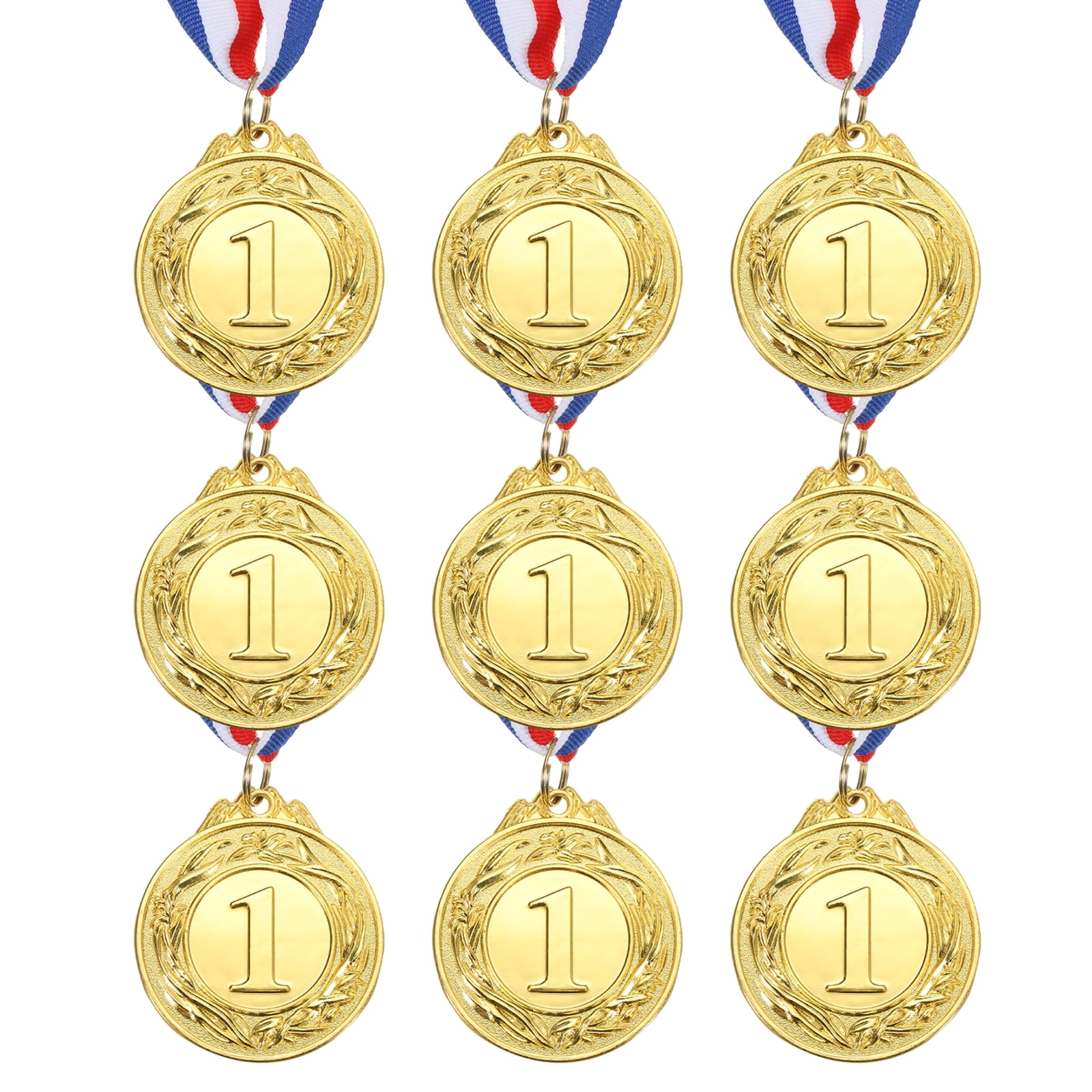 Uxcell Award Metals Winner Award Medals Prize with Neck Ribbon Red White Blue Gold
