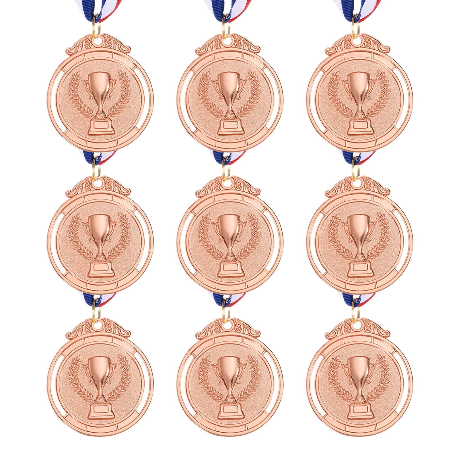 Uxcell Award Metals Winner Medals Prize with Neck Ribbon Red White Blue Bronze