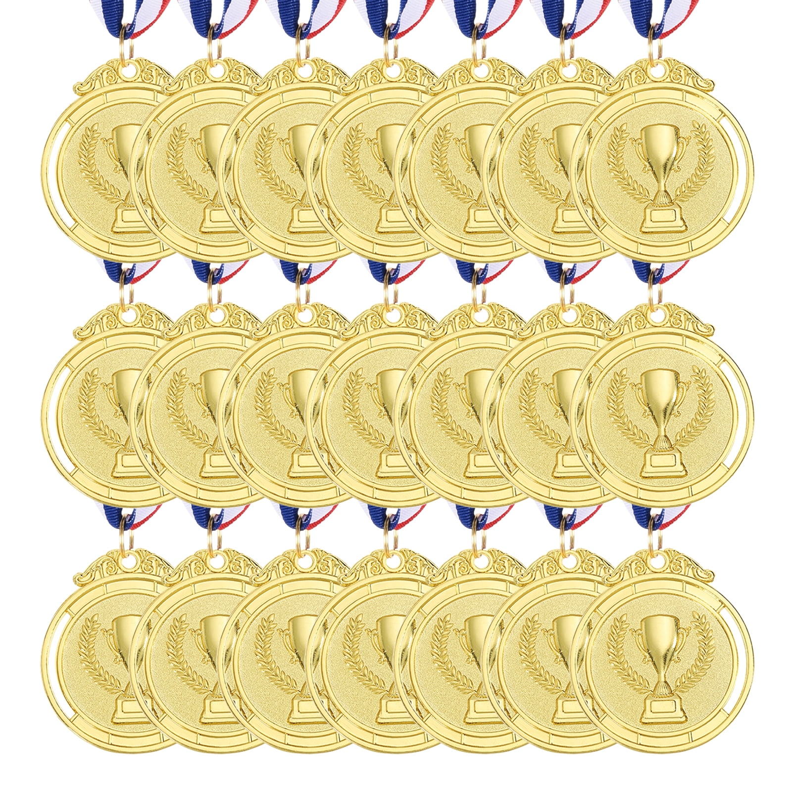 Uxcell Award Metals, Winner Medals Prize with Neck Ribbons Red White Blue Gold