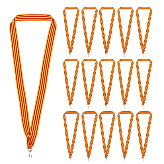 Uxcell Award Neck Ribbons, 25 Pack Polyester Medal Lanyards with Snap Clip for Competitions Achievement Sports Party Gold/Red