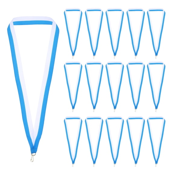 Uxcell Award Neck Ribbons, 25 Pack Polyester Medal Lanyards with Snap Clip for Competitions Achievement Sports Party Light Blue