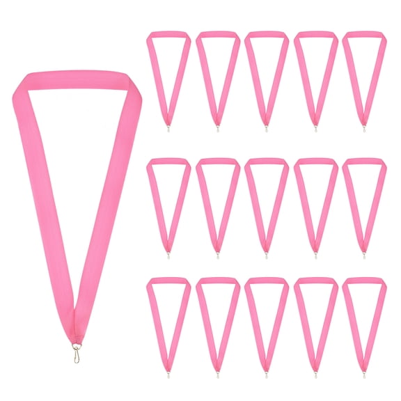 Uxcell Award Neck Ribbons, Polyester Medal Lanyards with Snap Clip Blank Award Ribbon for Competitions Achievement Party Pink