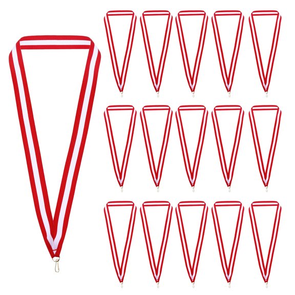Uxcell Award Neck Ribbons, 25 Pack Polyester Medal Lanyards with Snap Clip for Competitions Achievement Sports Party Red/White