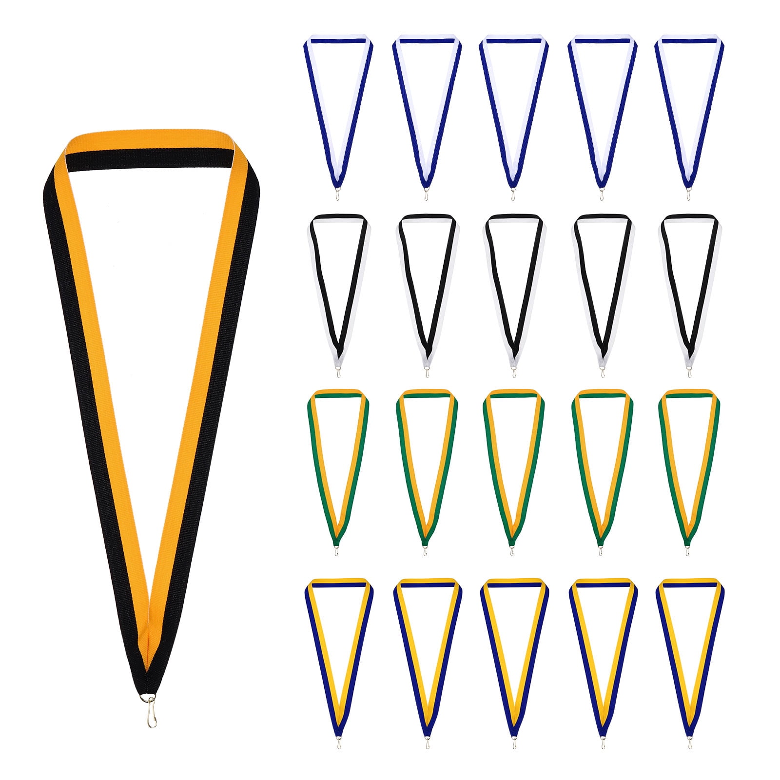 Uxcell 50Pcs Award Neck Ribbons with Snap Clip Blue/White/Green/Yellow/Black