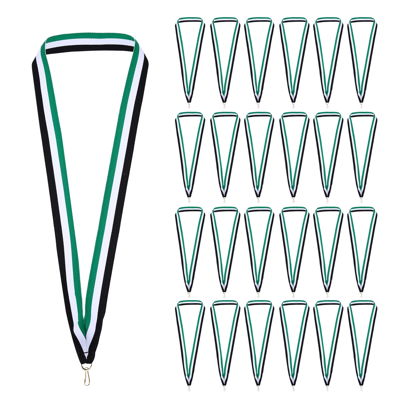 Uxcell 50Pcs Award Neck Ribbons with Snap Clip Medal Lanyards Black/Green