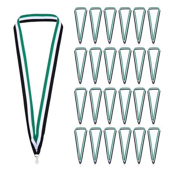 Uxcell 50Pcs Award Neck Ribbons with Snap Clip Medal Lanyards Black/Green