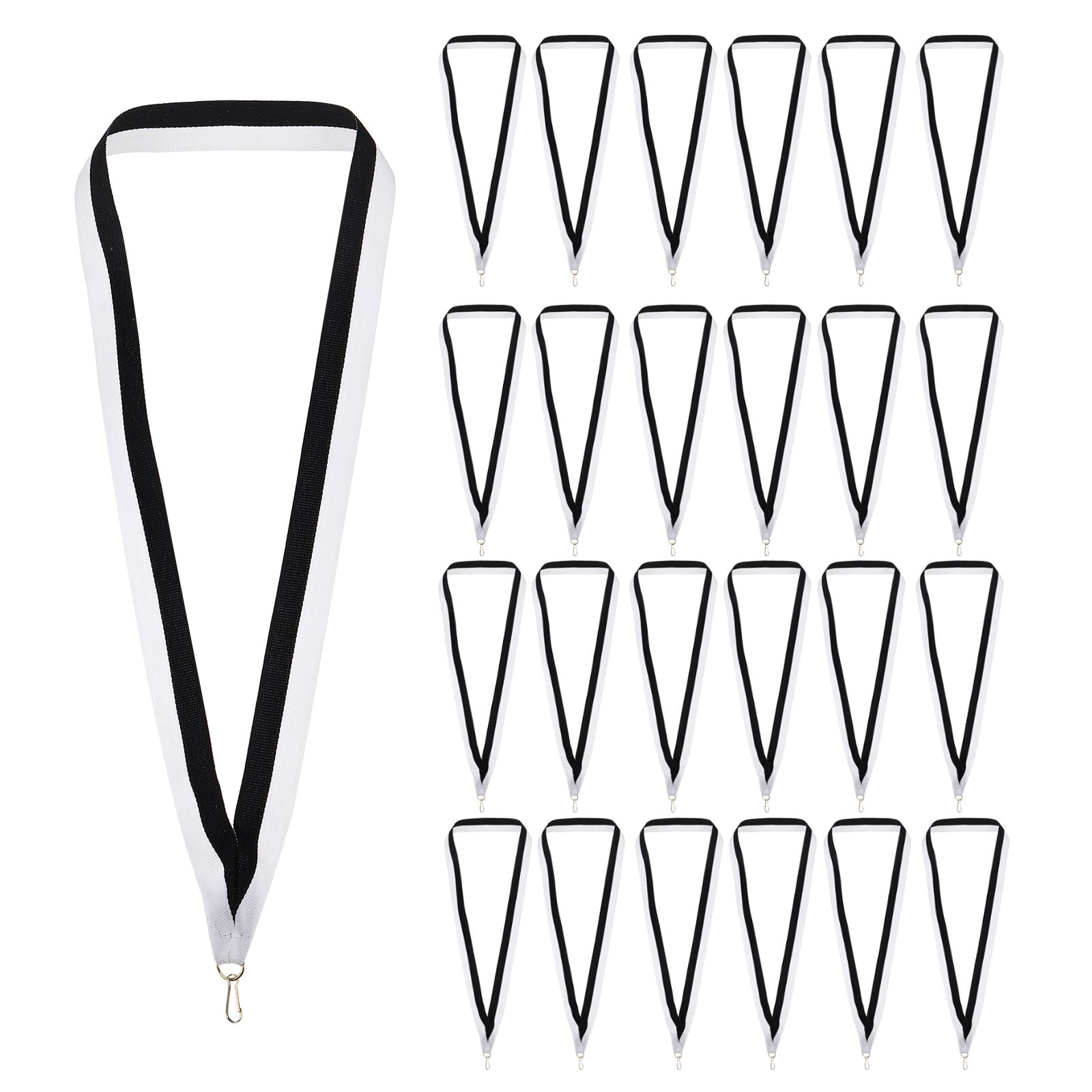 Uxcell 50Pcs Award Neck Ribbons with Snap Clip Medal Lanyards Black/White
