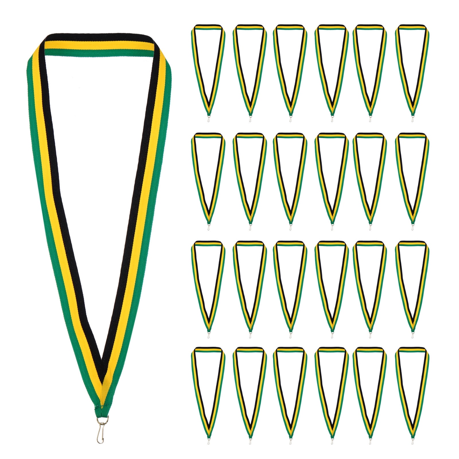 Uxcell 50Pcs Award Neck Ribbons with Snap Clip Medal Lanyards Black/Yellow/Green