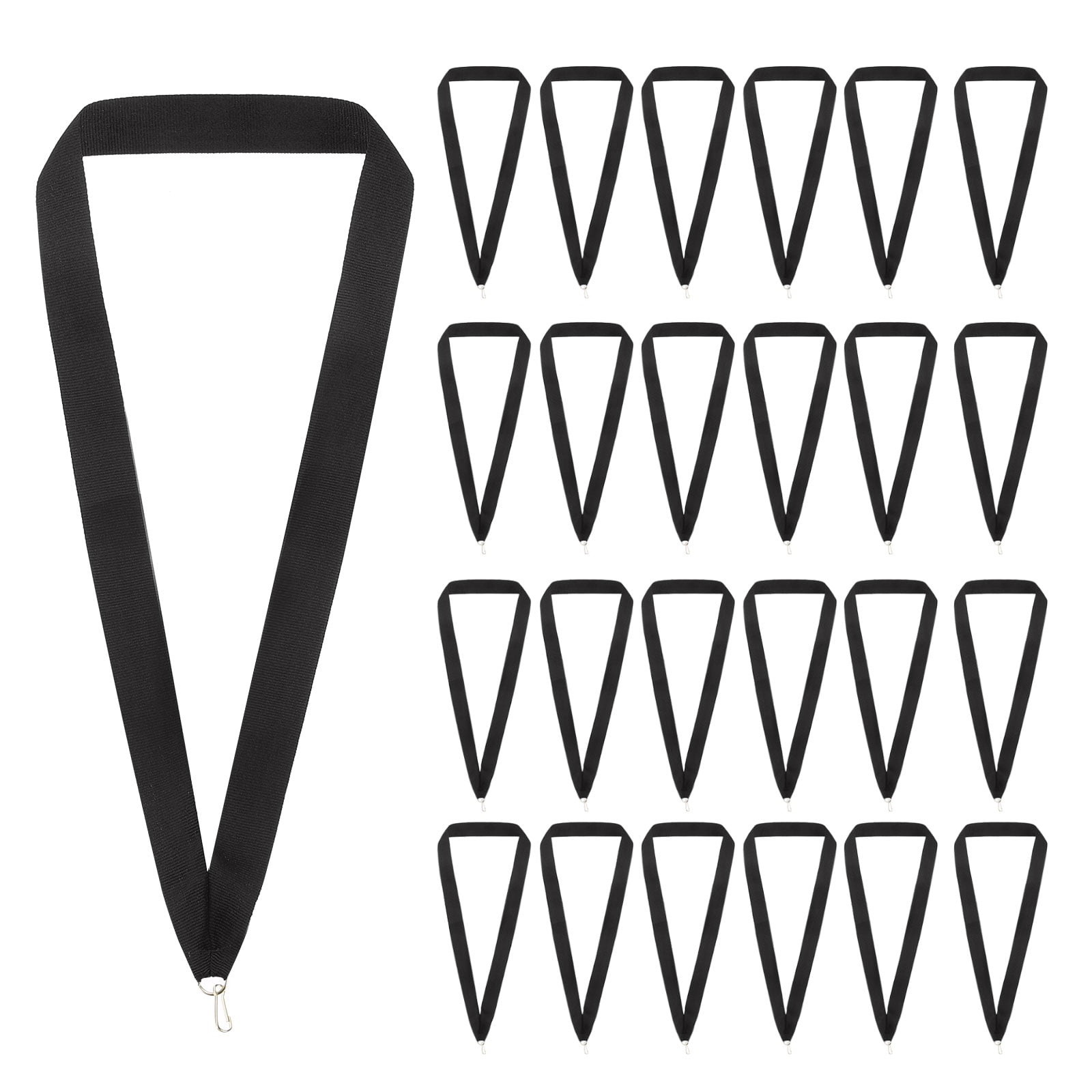 Uxcell 50Pcs Award Neck Ribbons with Snap Clip Medal Lanyards Black
