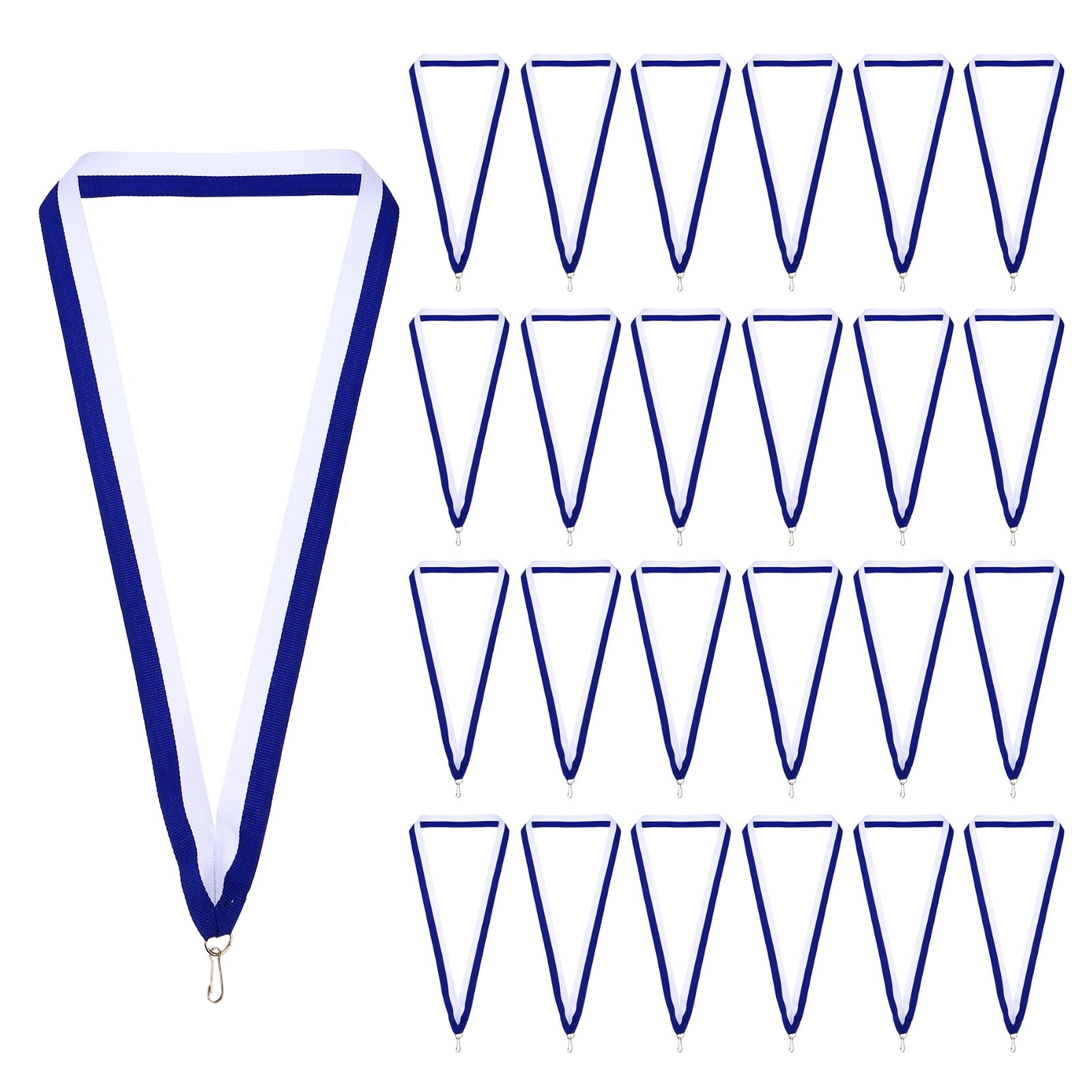 Uxcell 50Pcs Award Neck Ribbons with Snap Clip Medal Lanyards Blue/White