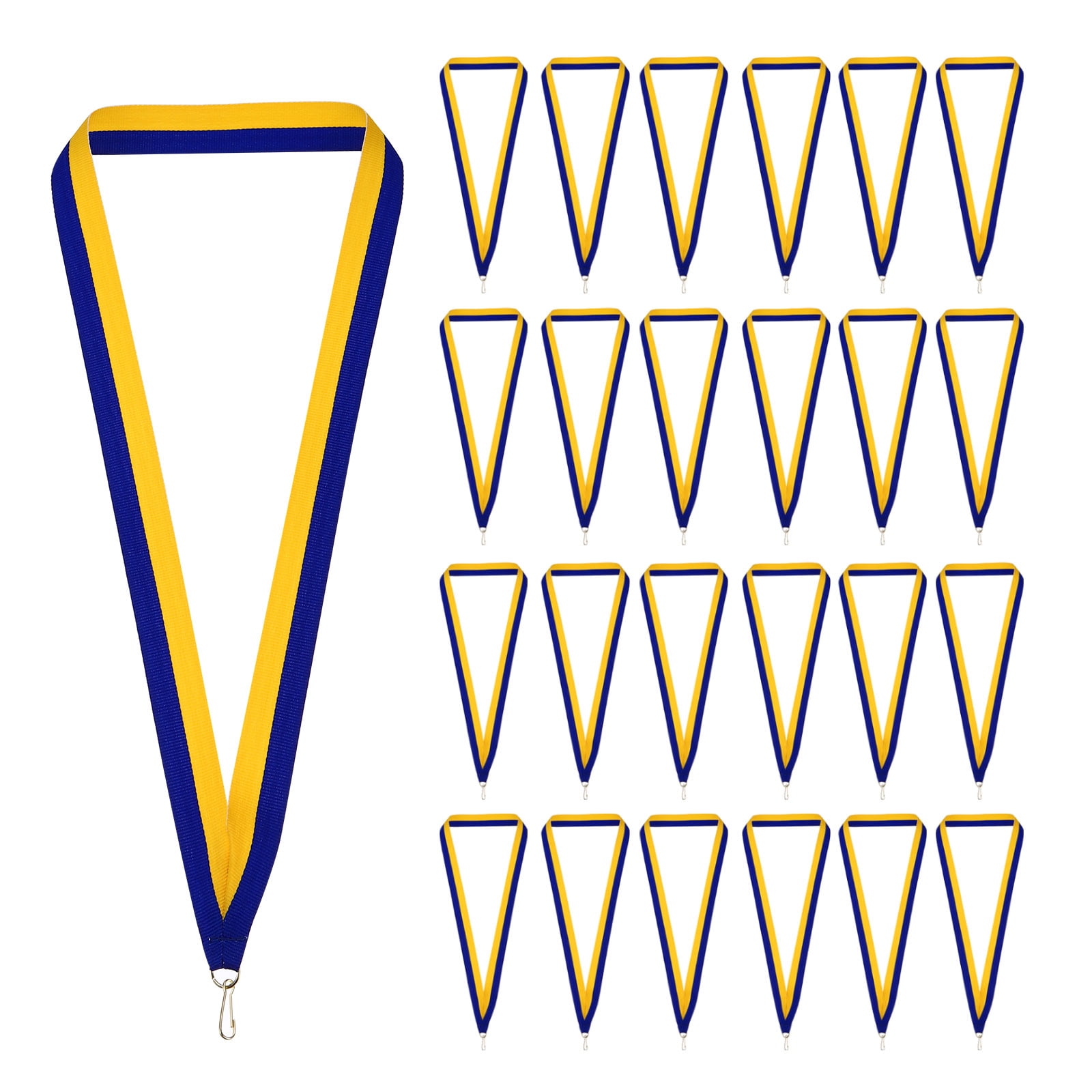 Uxcell 50Pcs Award Neck Ribbons with Snap Clip Medal Lanyards Blue/Yellow