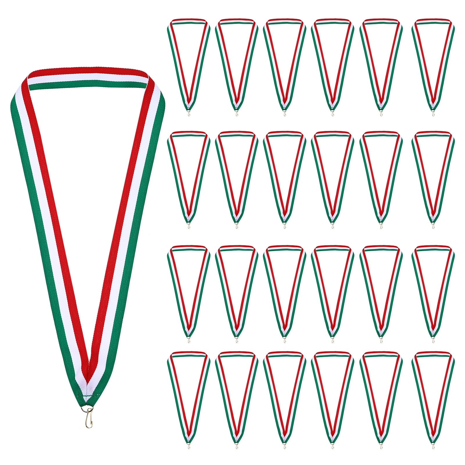 Uxcell 50Pcs Award Neck Ribbons with Snap Clip Medal Lanyards Green/White/Red